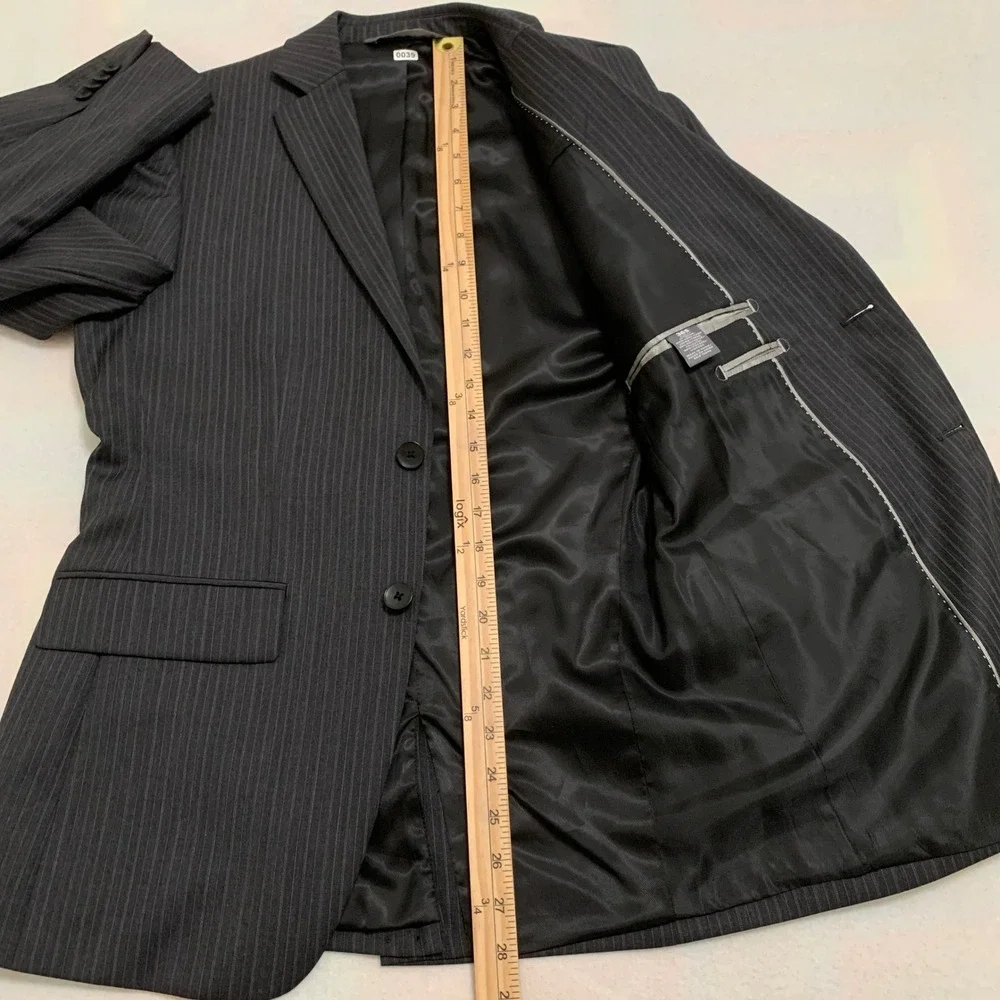 Perry Ellis Portfolio Men's‎ 36S Pinstripe 2-Button Gray Wool Blazer Suit Jacket